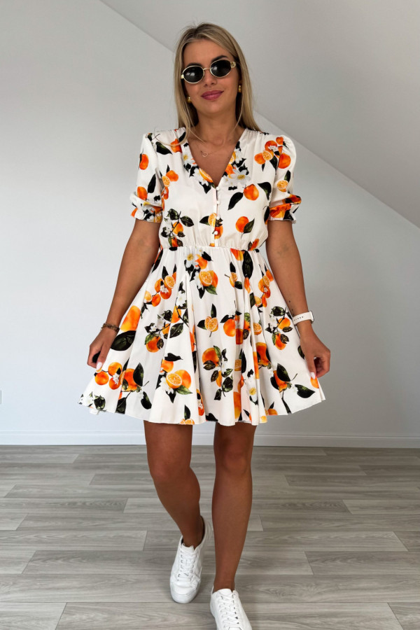 Sukienka ALENA kremowa w cytryny 2