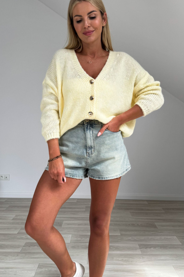 Sweter kardigan LAKI żółty pastel 2