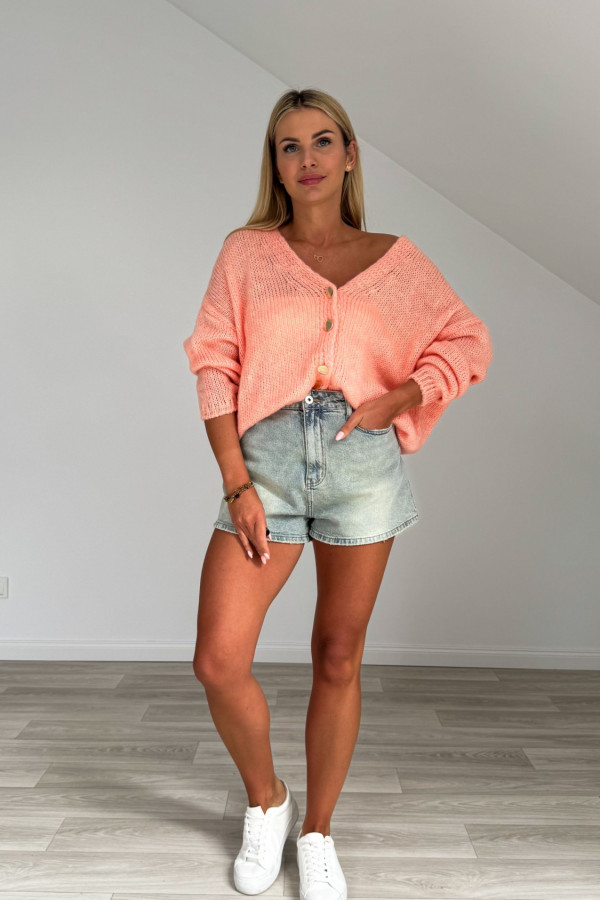 Sweter kardigan LAKI brzoskwiniowy 1