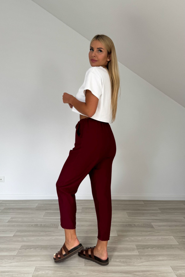 Spodnie wiskozowe GABI bordowe 3