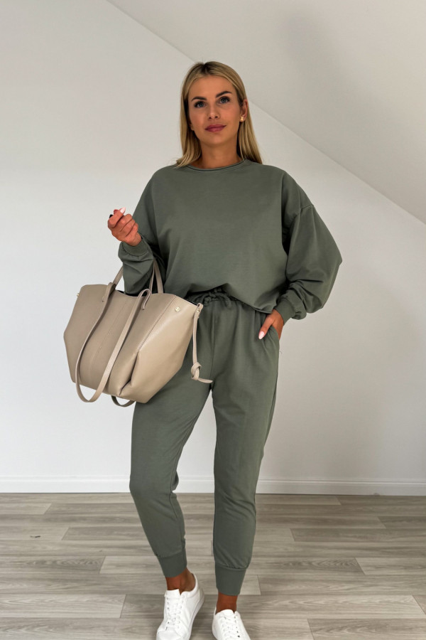 Komplet dresowy bawełniany STREET khaki 1