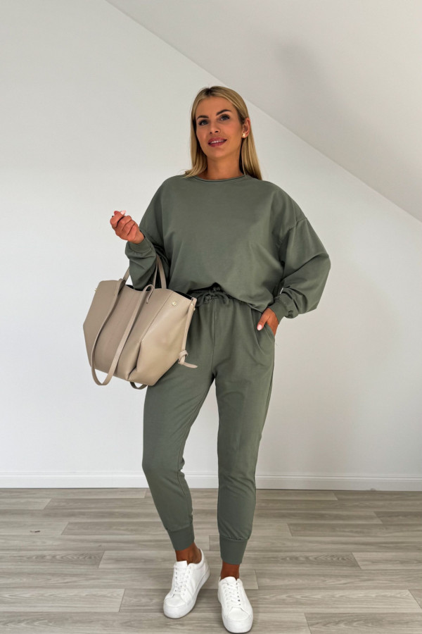 Komplet dresowy bawełniany STREET khaki 3