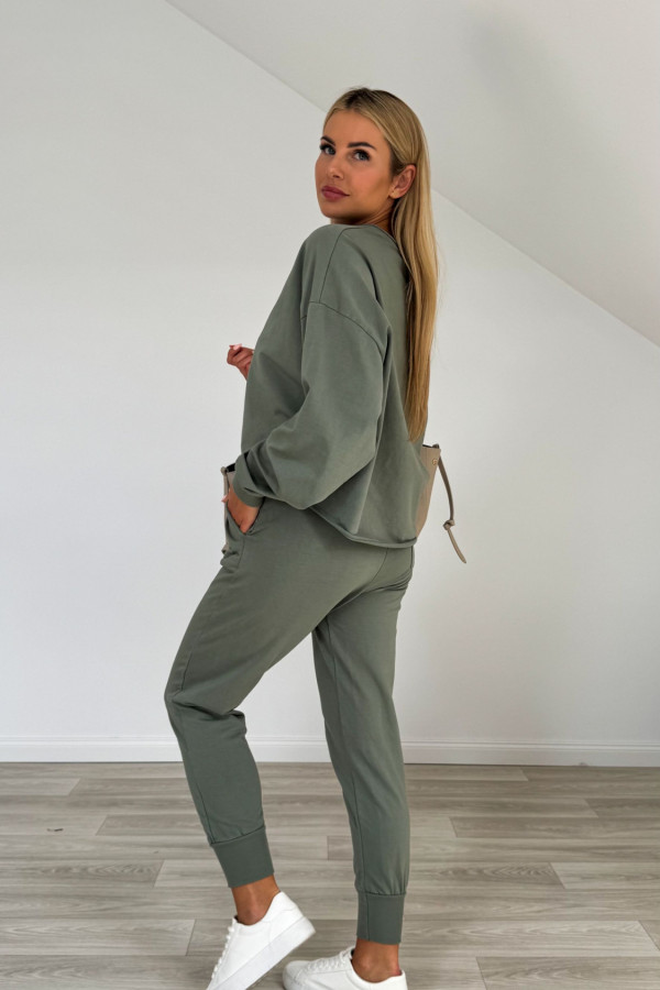 Komplet dresowy bawełniany STREET khaki 4