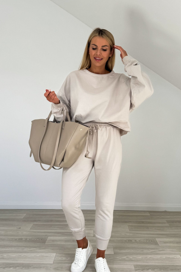 Komplet dresowy bawełniany STREET jasny beż 3