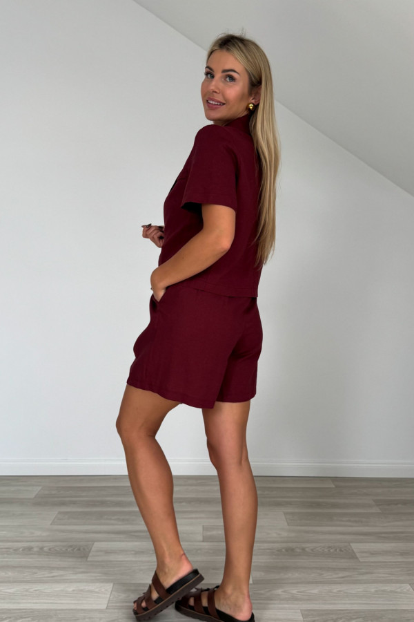 Komplet wiskozowo lniany EVIS bordowy 4