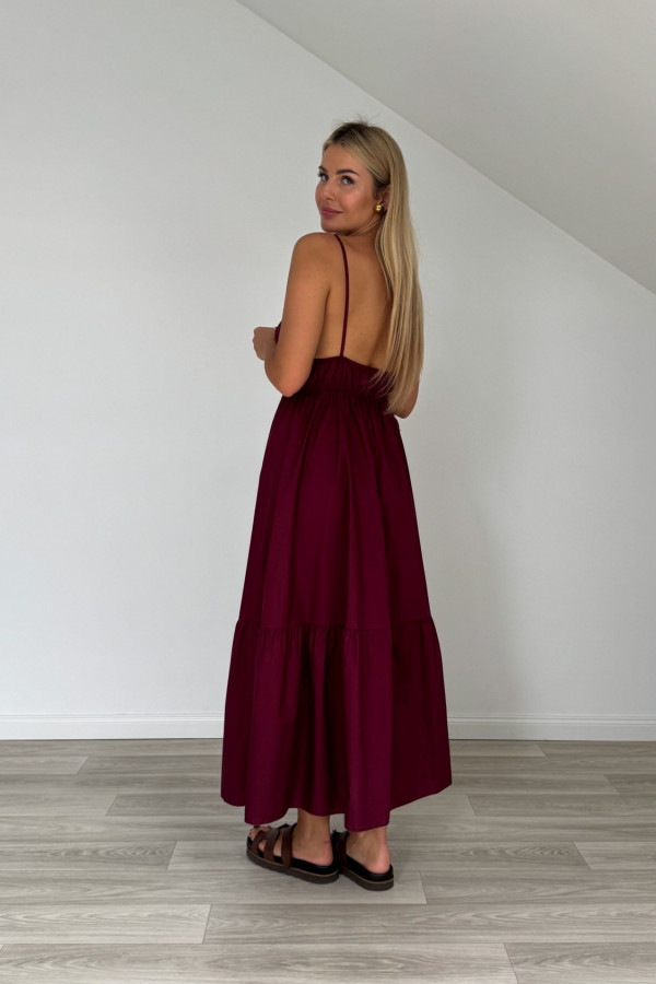 Sukienka maxi bawełniana ROSALIA bordowa 3