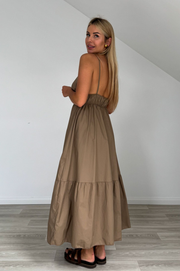 Sukienka maxi bawełniana ROSALIA beżowa 3