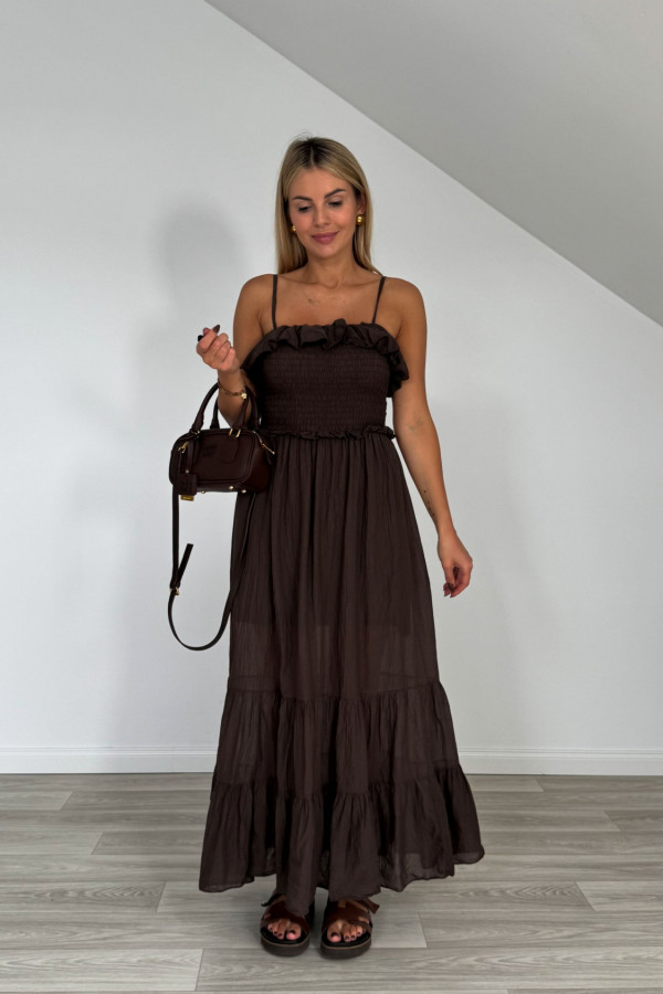 Sukienka maxi bawełniana FIORE czekolada 1