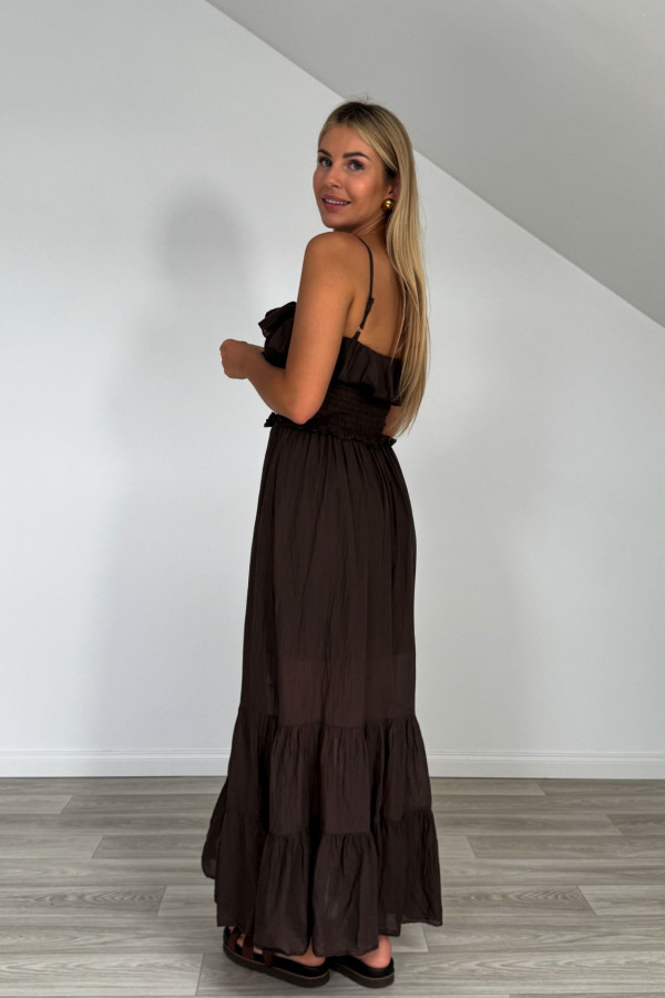 Sukienka maxi bawełniana FIORE czekolada 3