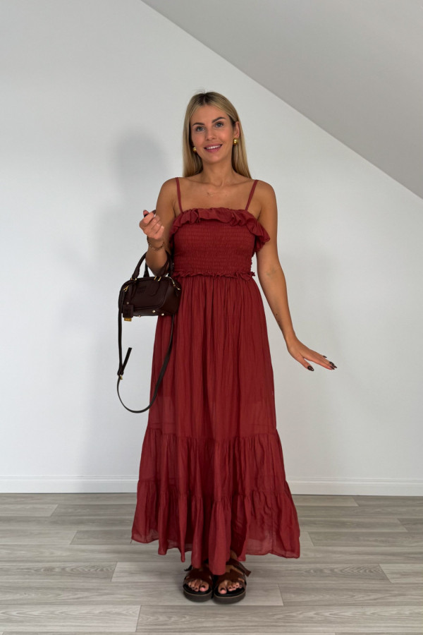 Sukienka maxi bawełniana FIORE ceglana 2