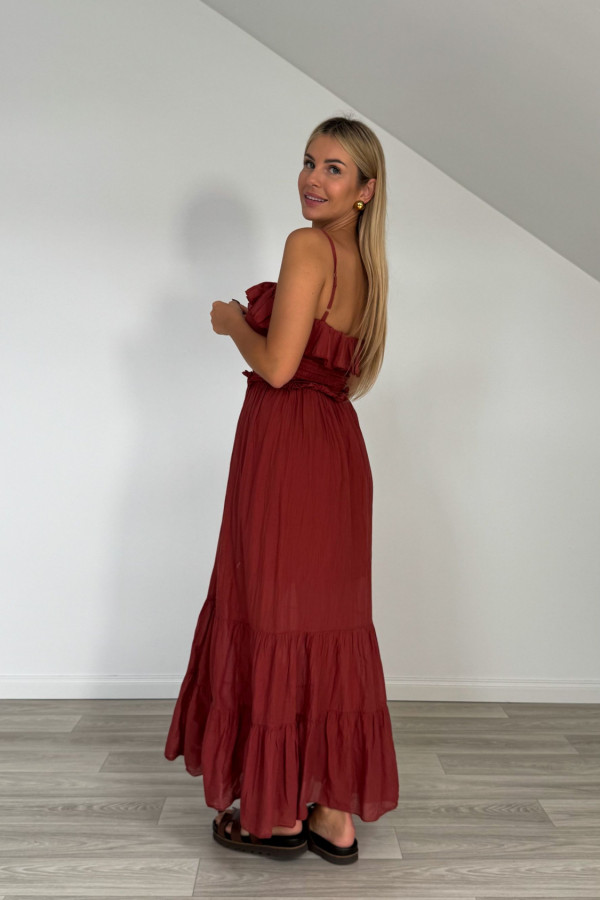 Sukienka maxi bawełniana FIORE ceglana 4