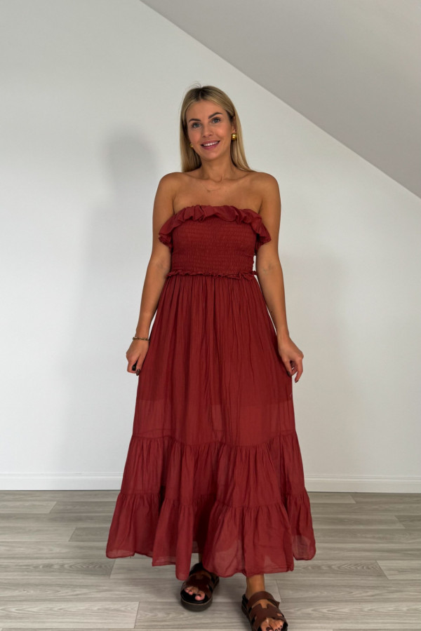 Sukienka maxi bawełniana FIORE ceglana 5