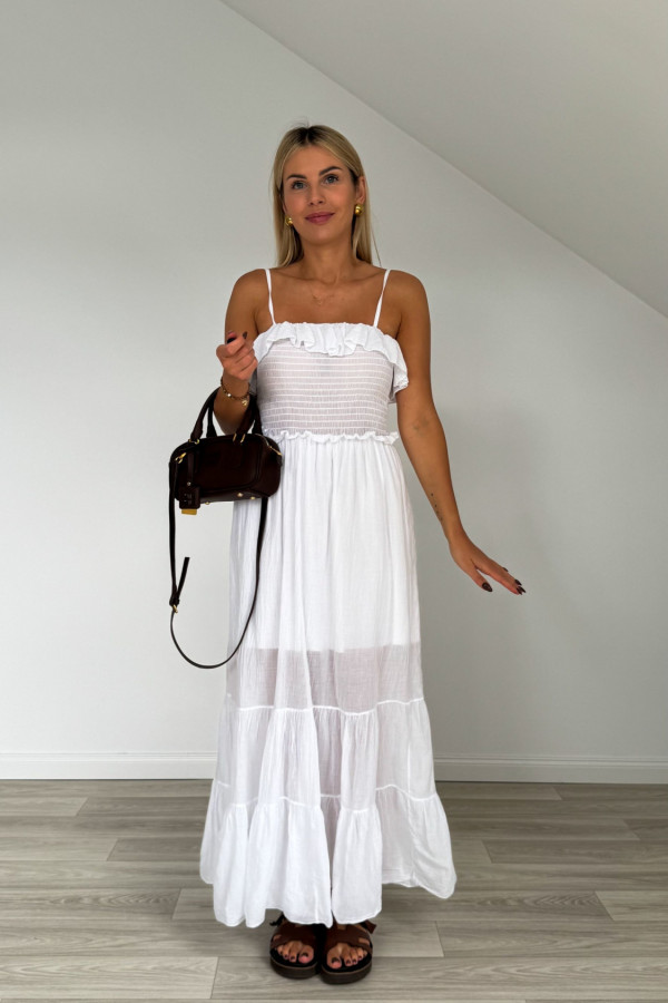 Sukienka maxi bawełniana FIORE biała 1