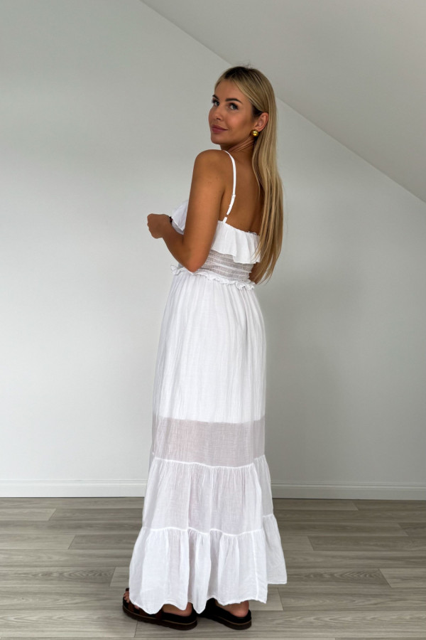 Sukienka maxi bawełniana FIORE biała 4