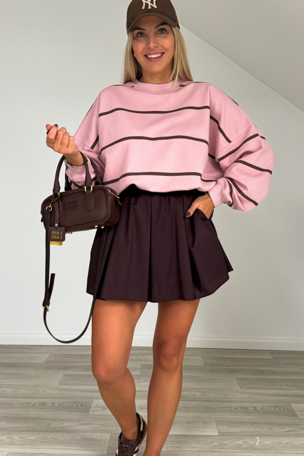 Bluza w różowo czekoladowe paski