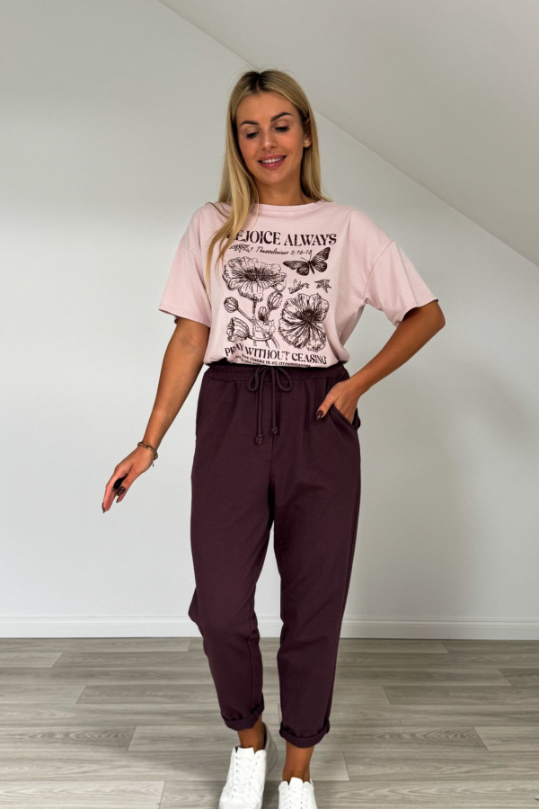 T shirt VINTAGE kwiaty pudrowy róż