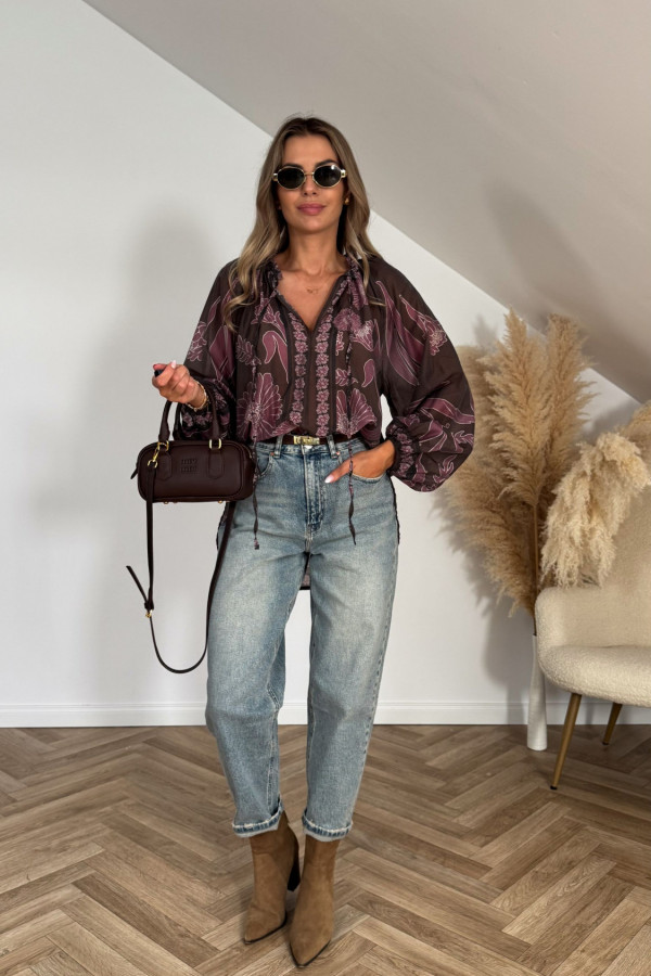 Koszula VIVIEN boho czekoladowo śliwkowa 2
