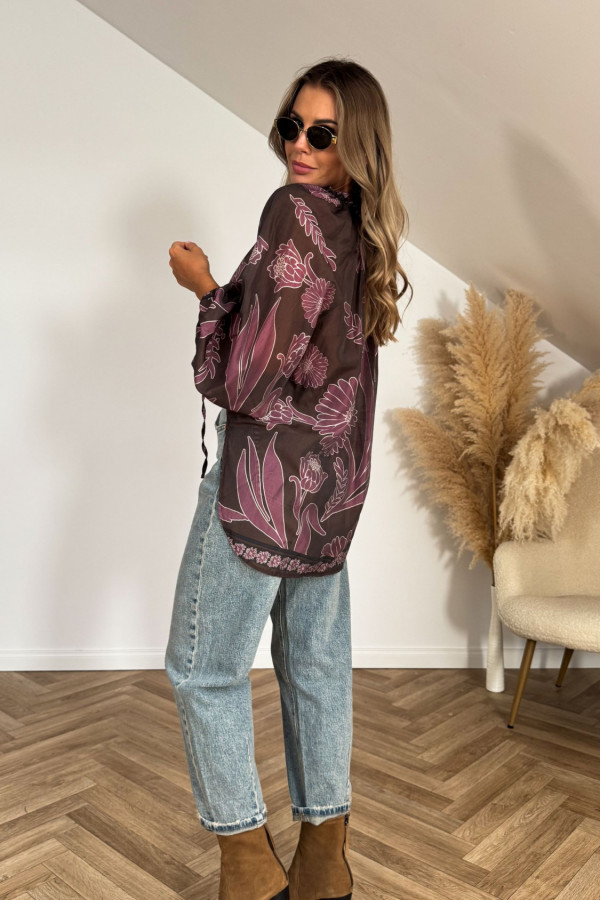 Koszula VIVIEN boho czekoladowo śliwkowa 4