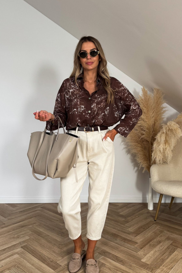 Spodnie MOM FIT jasny beż