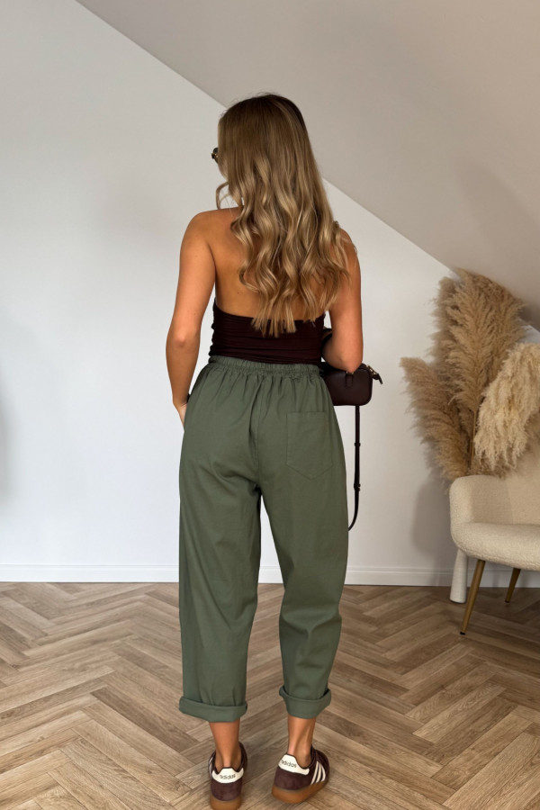 Spodnie bawełniane typu balloon MILAN khaki 4