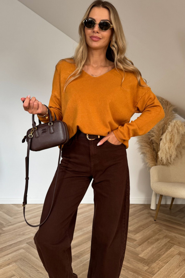 Sweter o luźnym kroju MARIO miodowy