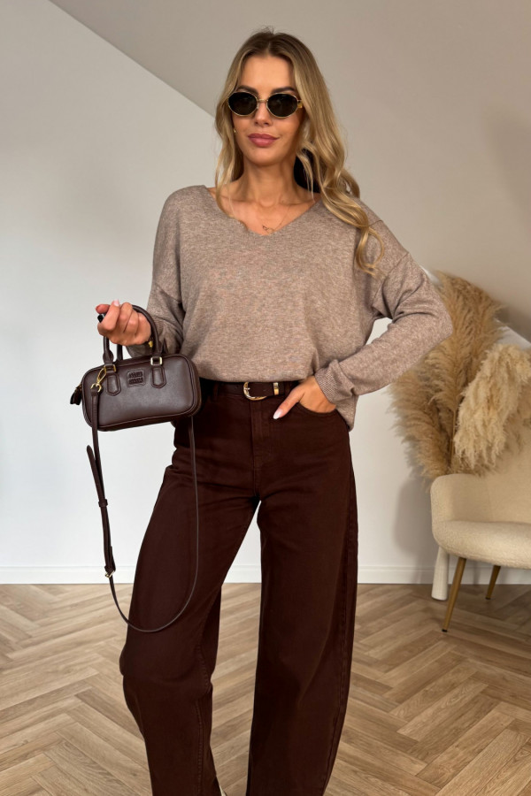 Sweter o luźnym kroju MARIO beż melanż 1