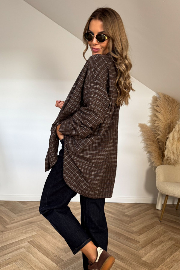 Koszula oversize w kratkę CONNY czekolada 5