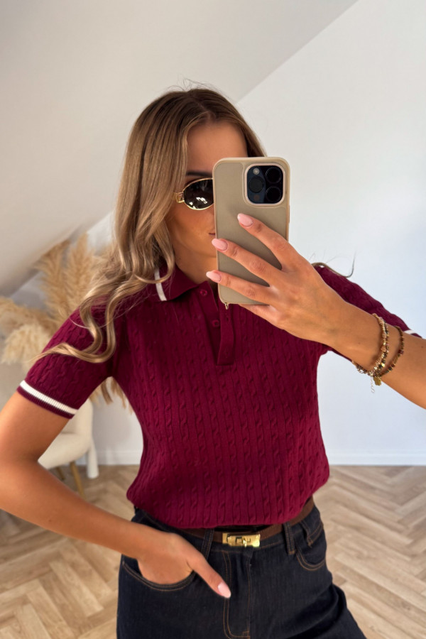 Sweterek POLO bordo