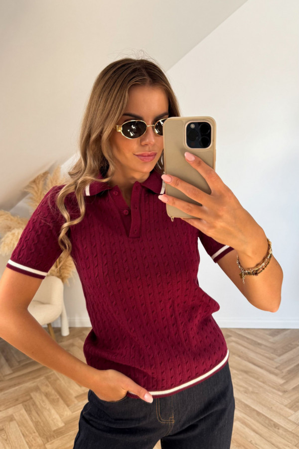Sweterek POLO bordo 3