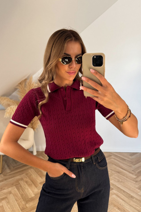 Sweterek POLO bordo 4