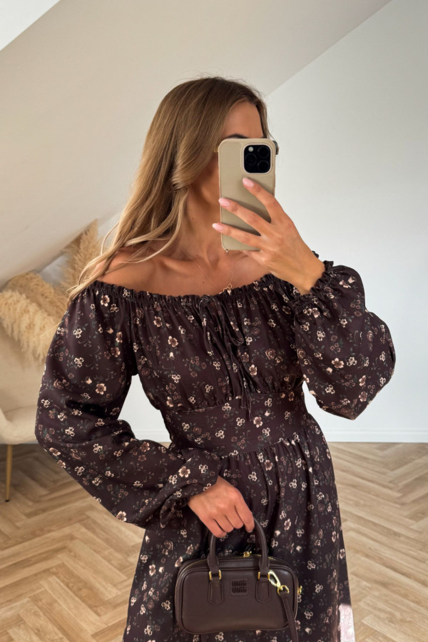Sukienka AUTUMN czekoladowa w kwiatki 5