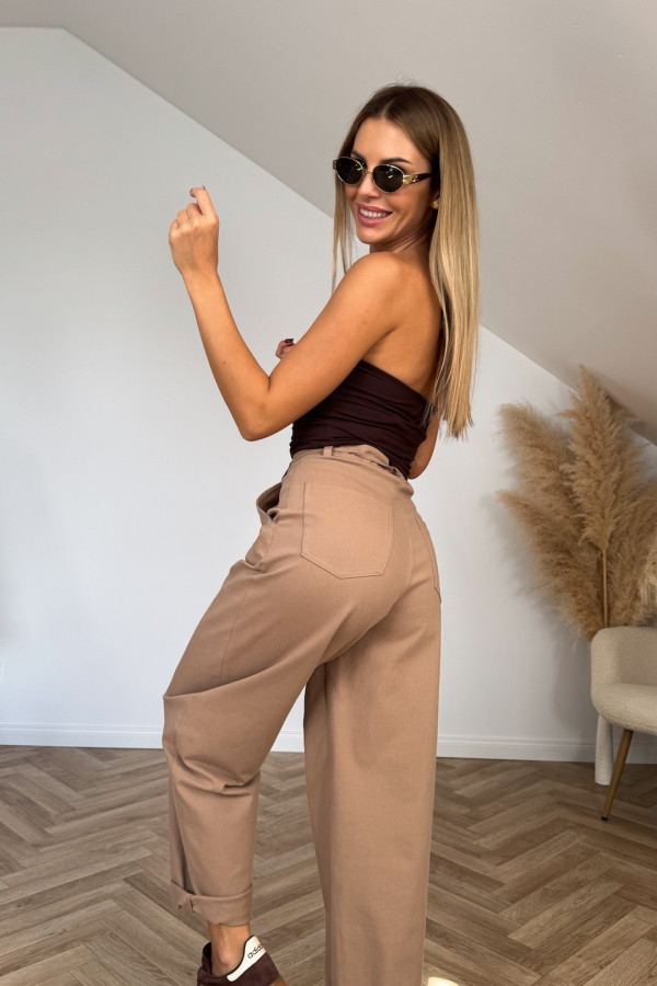 Spodnie typu balloon PREMIUM SEMPRE beżowe 2