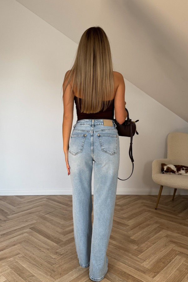 Spodnie WIDE LEG QUEEN W3368-5N jasny jeans 4