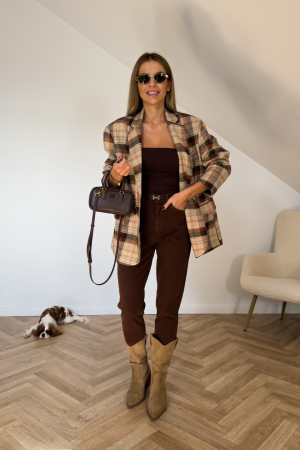 Spodnie MOM FIT SEVENTY J1221-3 czekoladowe 7