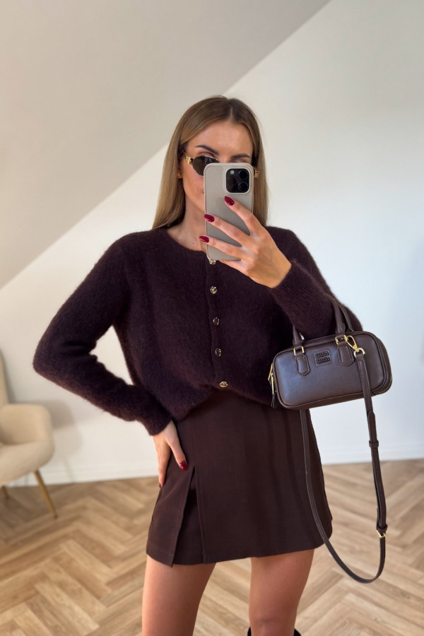 Sweterek SUPER KID MOHER z wełną merino czekolada