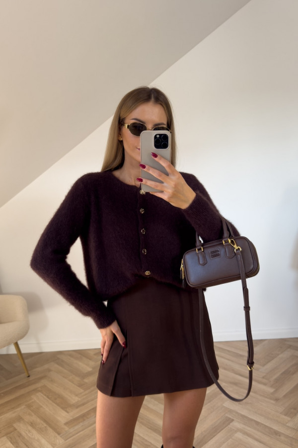 Sweterek SUPER KID MOHER z wełną merino czekolada 1