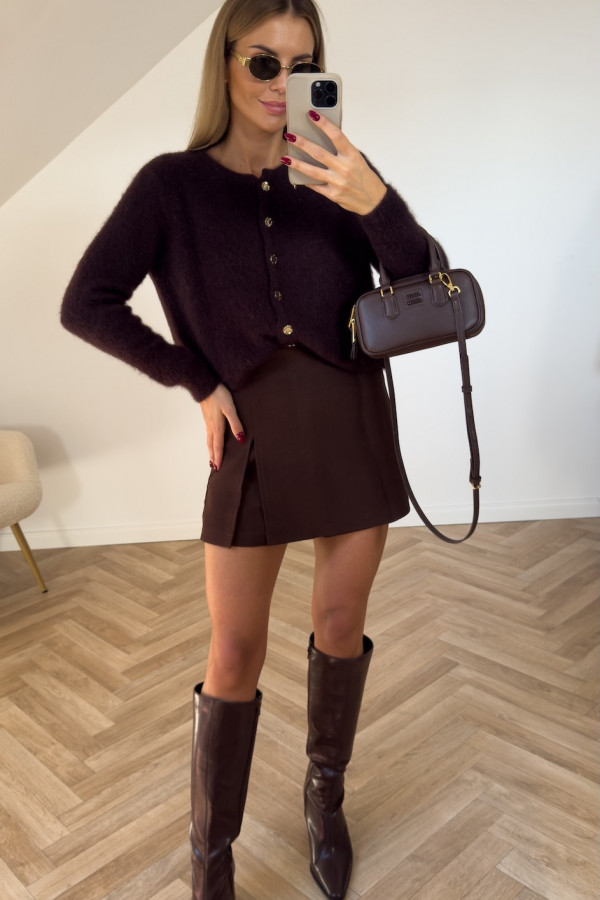 Sweterek SUPER KID MOHER z wełną merino czekolada 5
