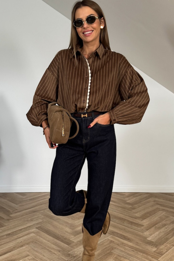 Koszula HANNA welurowa czekoladowa 2