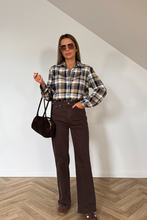 Spodnie WIDE LEG QUEEN W3368-C czekolada 4