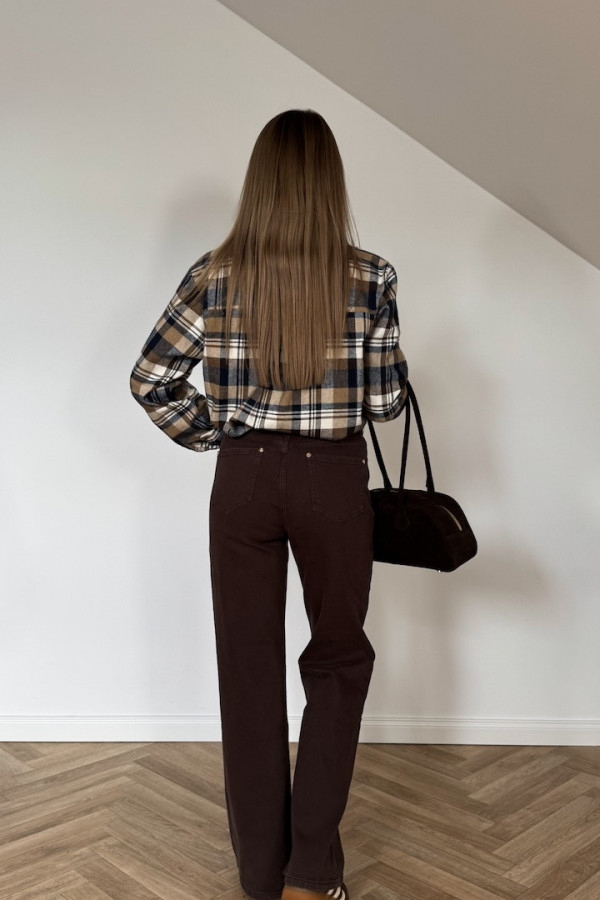 Spodnie WIDE LEG QUEEN W3368-C czekolada 5