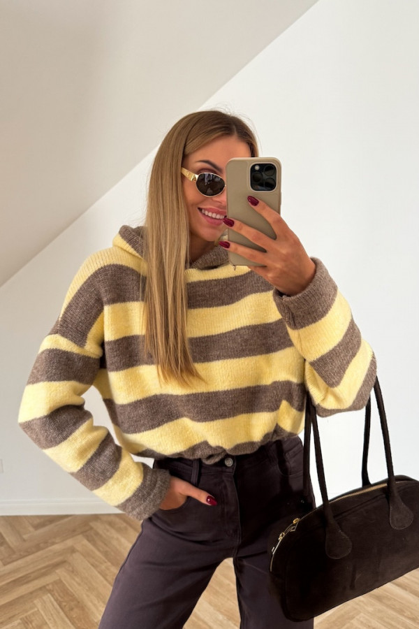 Sweter MARIS żółto beżowe paski 3