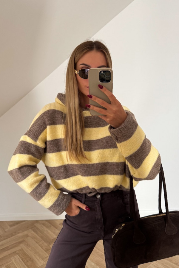 Sweter MARIS żółto beżowe paski 4