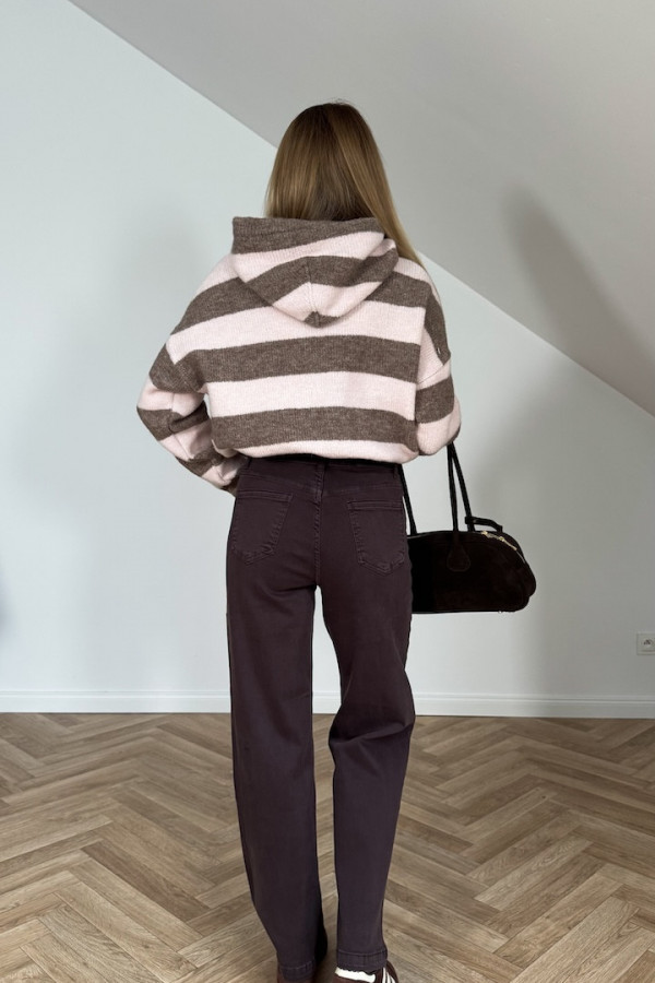 Spodnie WIDE LEG E609-7 czekoladowe 1