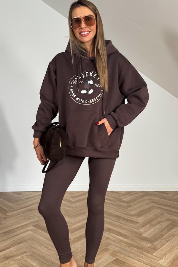 Bluza bawełniana MICKEY czekoladowa