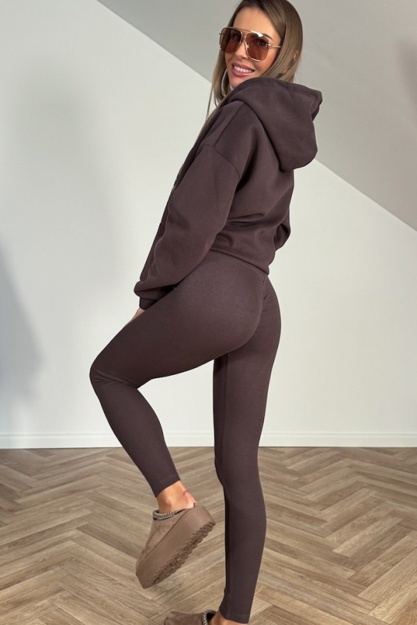 Legginsy prążkowane czekoladowe